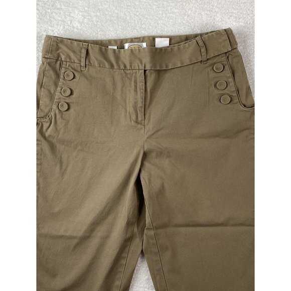 Talbots Pants Womens 8 Khaki Crop Capri Chino Stretch 3 Button Sailor 31x22 - Picture 3 of 15